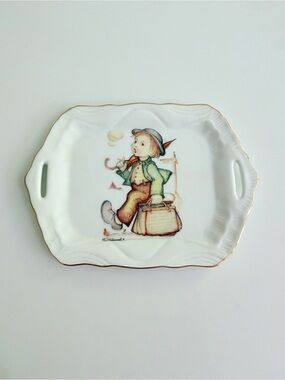 MJ Hummel Merry Wanderer Trinket Dish Goebel Germany Tray Plate soap vintage 90s
